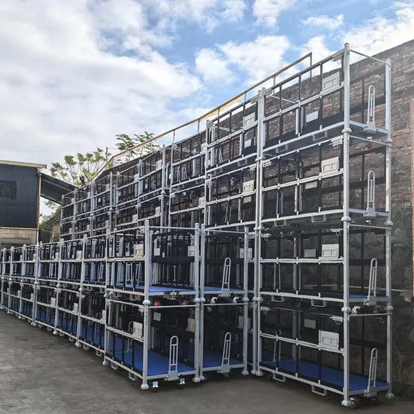 Commercial Grade Aluminum Profile Stacking Trolley, Powder Coated Steel Rolling Cart for Workshop and Warehouse photo-5