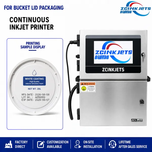 Plastic Lid Coding Machine for Bucket Covers Date Code Batch Number and Product Information Printing