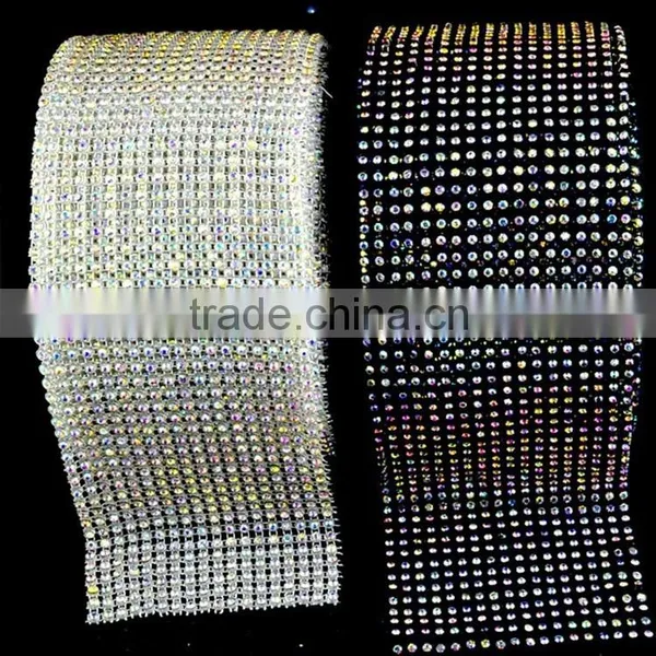 Flexible Crystal Rhinestone Strass Trimming Mesh, Elastic Stretch Crystal Rhinestone Strass Trimming Rolls Sheet photo-2