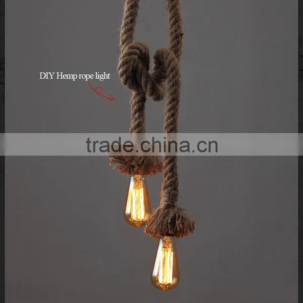 Retro DIY Art Hemp Rope Pendant Light 200cm Creative Art Chandelier Dining Room LED Droplight photo-3