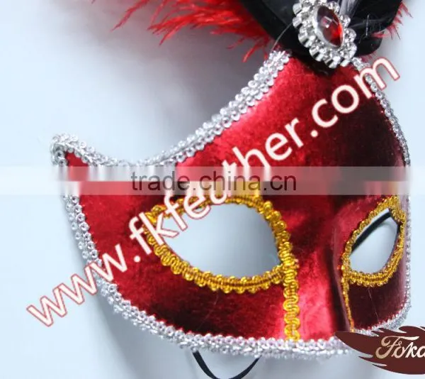 2016 Latest Selling Product PVC Party Mask With Ostrich Feather Decoration photo-4