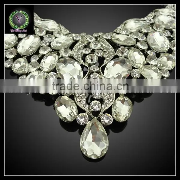 Fashion Design Gold Plated Necklaces and Earrings With Crystal Statement Jewelry Sets KHK728 photo-3