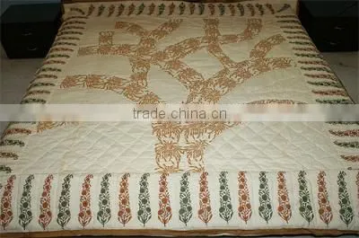 Completely Hand Woodblock Printing Natural Color Quilt