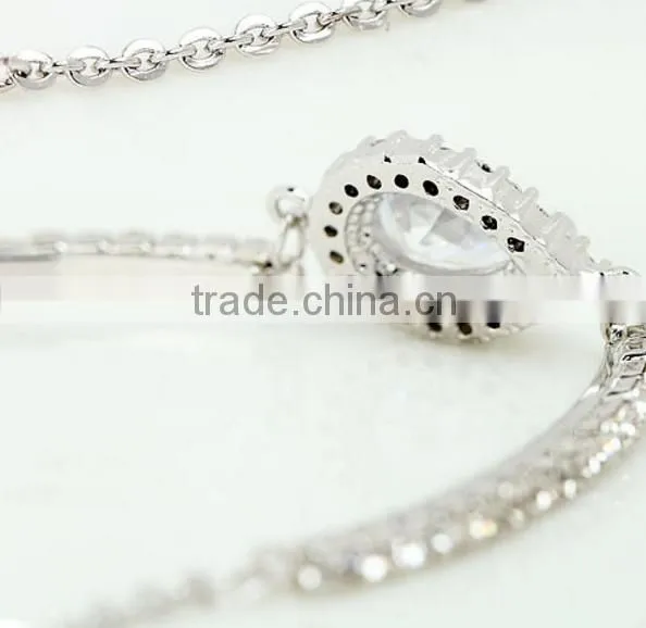 18K Rose Gold and White Gold Plated Jewelry Women Chain and Micro AAA Cubic Zircon Pave 2 Carat Pear Cut CZ Bracelet photo-3