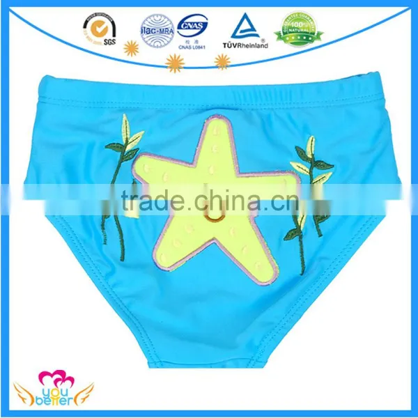 Lovely Embroidery Infant Swim Briefs Baby Swim Trunks Double Layers Toddler Swimwear