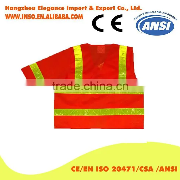 Luminous Safety Vest Short Sleeve Crystal Reflective Tape Red Safety Vest photo-2
