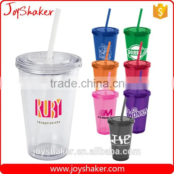 Wholesale Price Joyshaker Paper Insert Plastic Cup, 450ml Double Wall Sipper Drink Cup photo-4