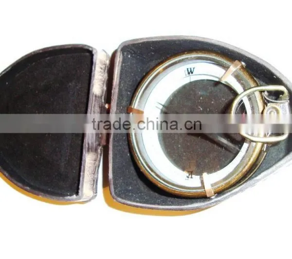 SOLID BRASS NAUTICAL MAP READER COMPASS - MAGNIFYING GLASS COMPASS WITH LEATHER CASE 13526 photo-3