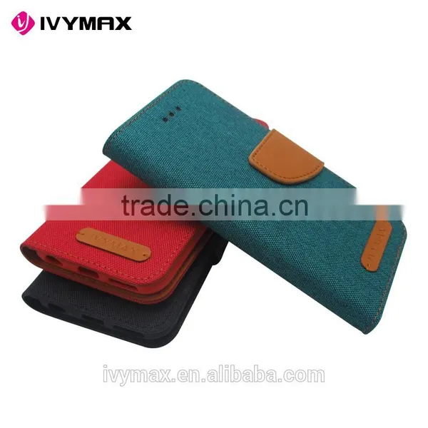 Wholesale Dual Color Convas Pouch Case With Credit Card for Iphone 6 Folio Flip Case Cover photo-3