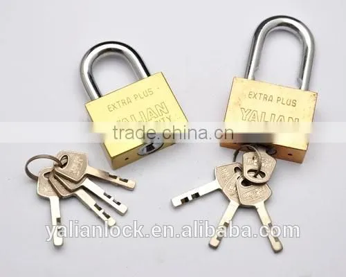 Yalian Best Price Long Shackle Golden Plated Square Iron Padlock