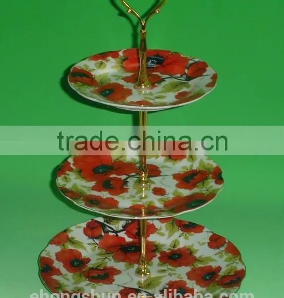 White Round Porcelain/ceramic Three-layer Plate photo-3