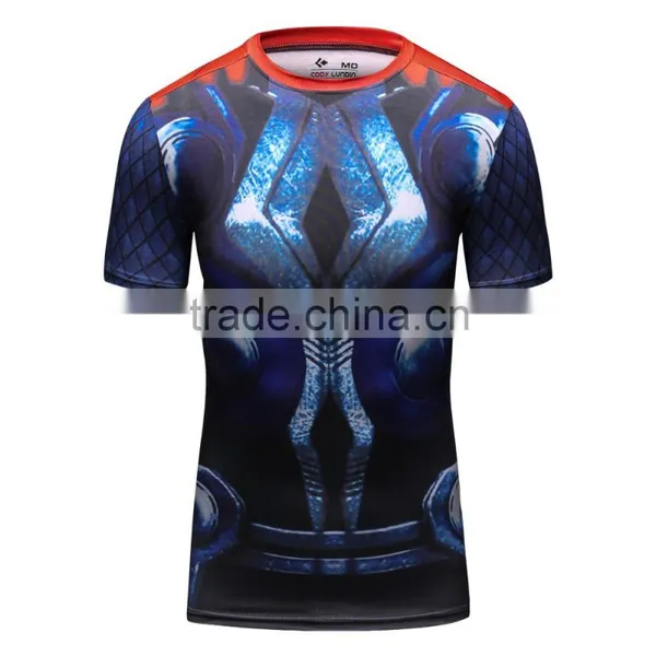 Cool Marvel Movies Thor Costume The Dark World Superman High Elastic Quick Dry Fit Compression Shirt Wholesale Workout Clothing photo-2