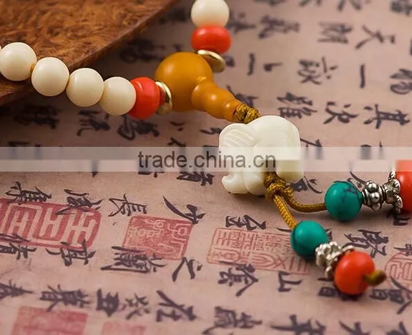 6mmx108Beads Women's Men's Artificial Hippopotamus Tooth Round Beads Bracelet photo-4