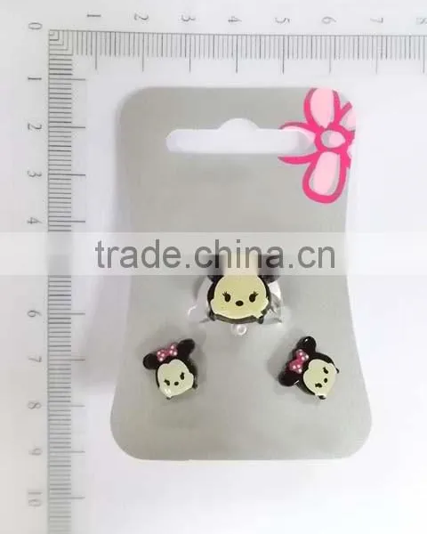 Cute Acrylic Carton Animal Earring and Ring Set for Kids photo-3