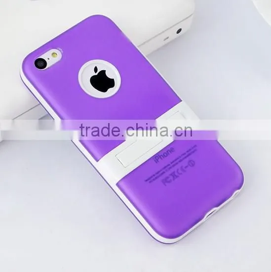 Purple Combo pc and Tpu Case for Iphone 5c Stand Case Made in China