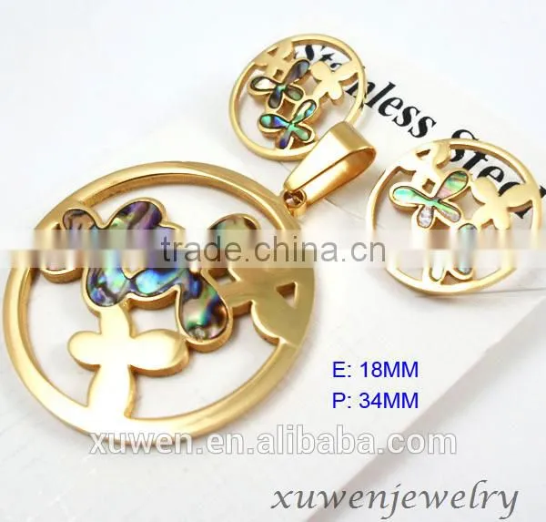 stainless steel costume jewellery with abalone shell