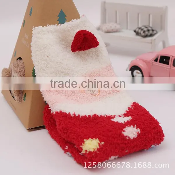 Embroidery Three-dimensional Cartoon Cute Coral Velvet Socks Funny Christmas Socks photo-3