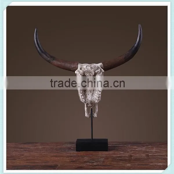 Resin Cow Head Statue Cow Head Figurine for Home Decoration photo-2