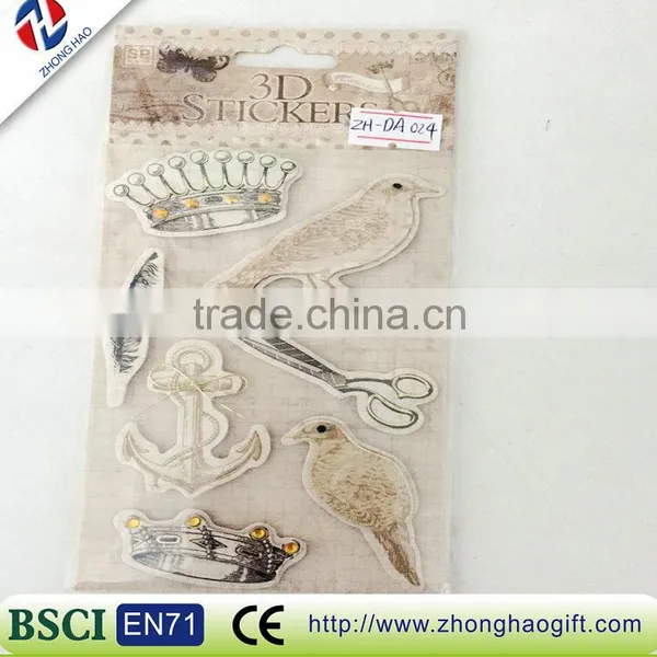 Birds Retro Style 3D Handmade Sticker