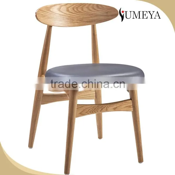 European Style Bistro Chair pu Leather Seat Solid Wood Modern Wood Chair photo-3
