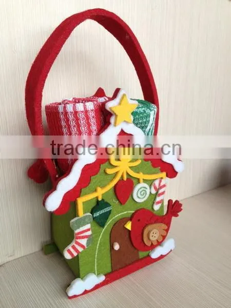 Christmas Felt Bags With Dish Towel Set Rolled Inside photo-2