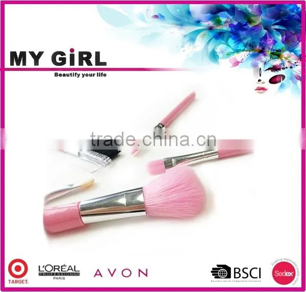 2016 MY GIRL OEM Make up Brush /5pcs Wooden Handle Goat Hair Professional Makeup Brush Set photo-4