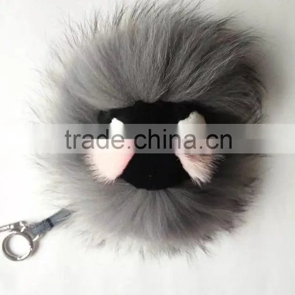 Factory Cute Style High Quality Real Fox Fur Monster Doll Keychain Charm for Bag photo-4