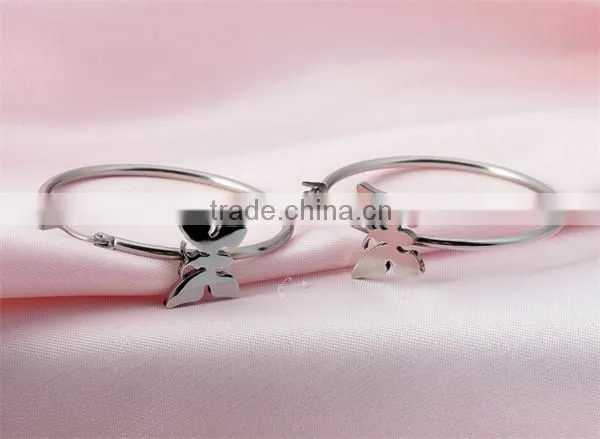 Wholesale Europe Brand Jewelry Stainless Steel SIlver Polishing Butterfly Hoop Earring Big Hook photo-2