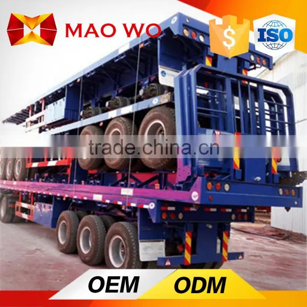 Double Use 40ft Tri-axle Twisted Lock Flatbed Trailer photo-3