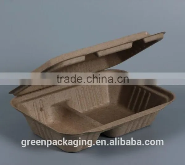 Compostable Wheat Straw Biodegradable Lunch Boxes Brown Color photo-2