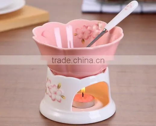 CY160 Chocolate Fountain High Temperature Resistant Ceramic Chocolate Waterfall Mini Fondue Fountain Pink Bakeware Gift Set photo-2