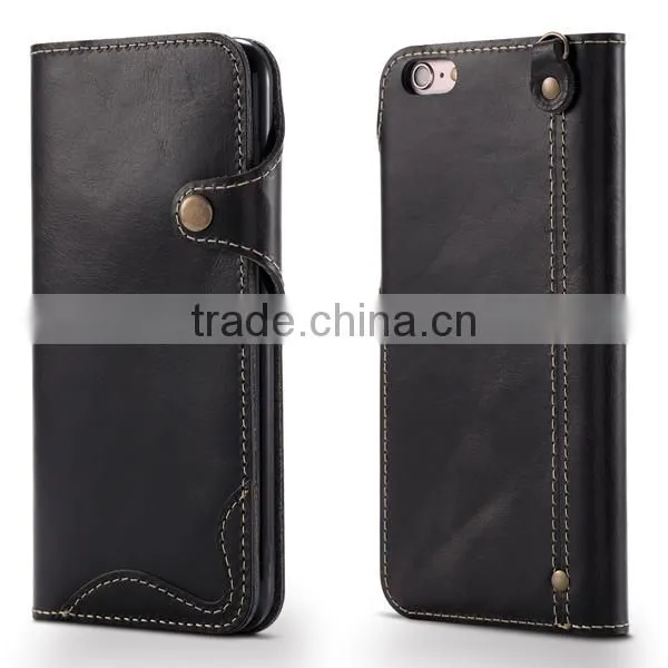 Retro Oil Wax Leather, Flip Cowhide Leather Phone Case For IPhone6/6s/plus photo-2