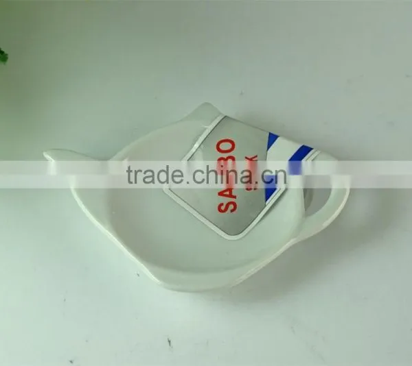 4.5inch Cheap White Porcelain Teapot Shaped Tea Bag Holder in Stock photo-2