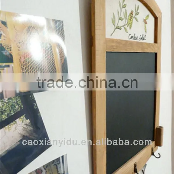Wholesale in Stock Chalkboard Blackboard With Three Hooks Hotel Decor Message Board Writing Board Wooden Frame With Embroidery photo-4