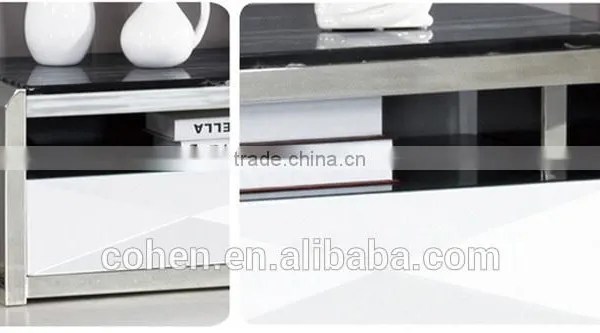 Hot Selling Royal Modern High Gloss Stainless Steel TV Stand/cabinet Design E018 photo-2