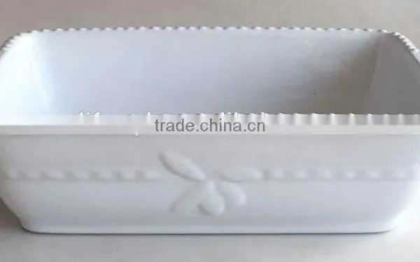 Big Ceramic Baking Tray,ceramic Ovenware Cassrole With Relief Logo,stoneware Bakeware Plate photo-3