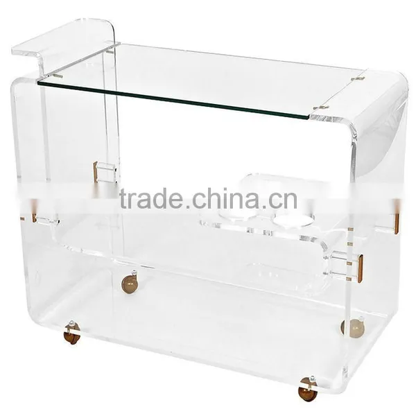 Factory Wholesale Acrylic Lucite Juice Bar Cart With Wheels photo-4