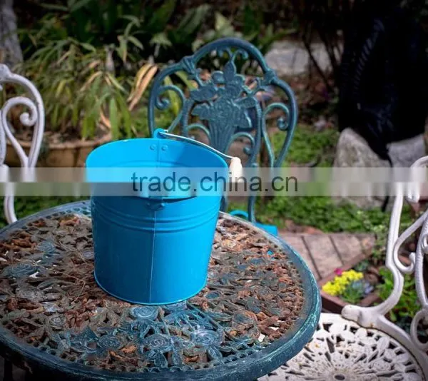 Metal Ice Bucket With Handle,galvanized Metal Beer Bucket With Wooden Handle,ice Bucket With Wooden Handle photo-2
