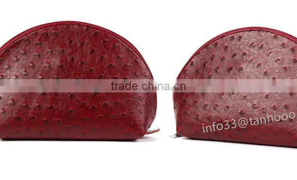 Women's Cosmetic Bag Colorfull Fashion Ostrich Grain Leather Make-up Bag Manufacturer photo-5