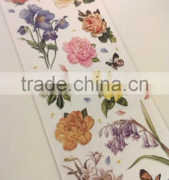 Rose & Lily Design Sticker, Classic Decorative Shinny Glitter Sticker photo-3