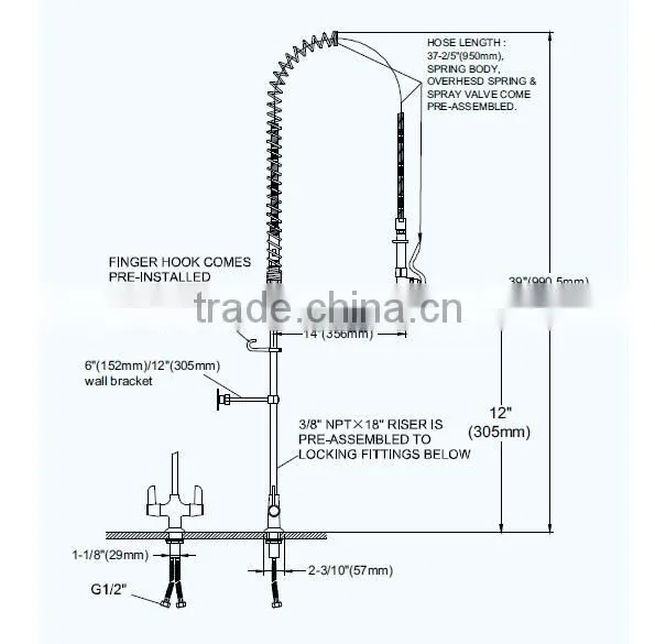 Single Handle Pull Down Pre-rinse Spring Kitchen Faucet With Two Swivel Spouts, Chrome photo-3
