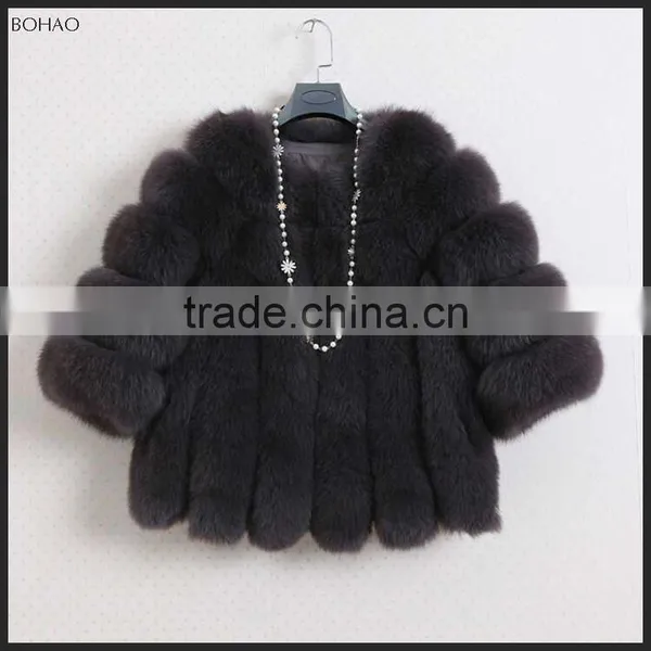2015 New Stylish Imitation Mink Fur Nine Points Sleeve Coat photo-4