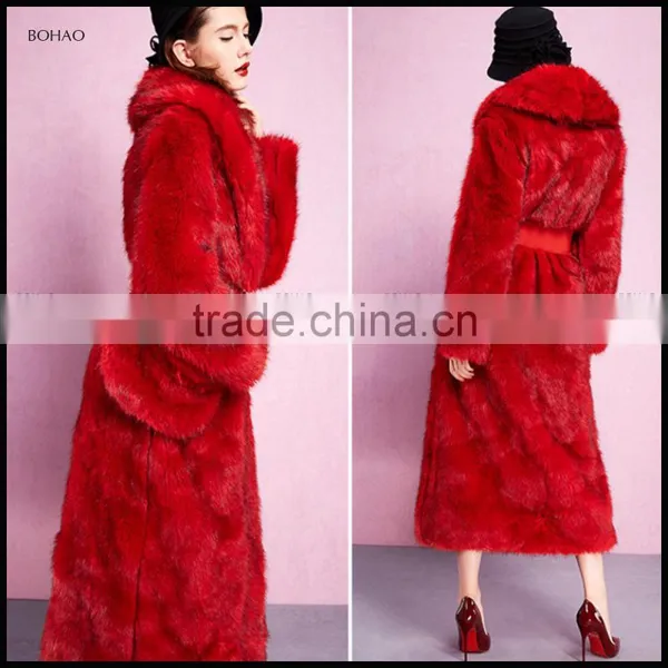 2016 New Fashion Designer Women Winter Coat With Fur Decoration Ladies Long Coats photo-3