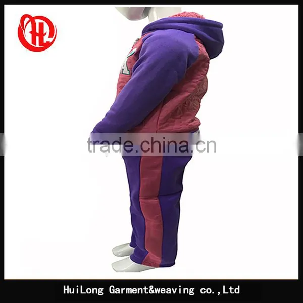 OEM Garment Pu Fleece Hood Apparel Girls Sets Clothing photo-2
