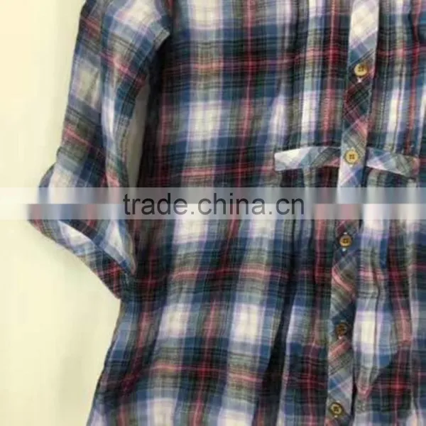 Ladies Stocklots Latest Designs Cotton Check Shirt photo-2