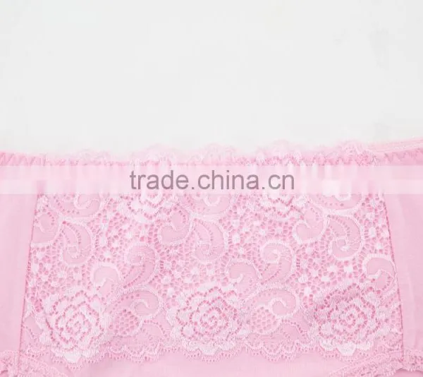 Pink 95% Cotton 5% Spandex With Lace Sexy Fancy Woman Underwear photo-3