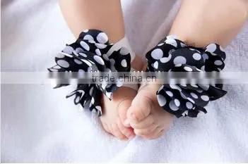 2015 Dot Flower Baby Barefoot Sandals Newborn Barefoot Sandals Baby Barefoot Sandals Baby Flower Shoes Children Shoes