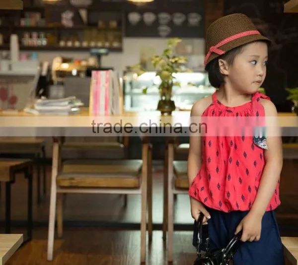 Lovely Fashion 2016 Girl Sleeveless Blouse Summer Blouse off Shoulder Blouse Bright Color Baby Girl Printed Dress for Summer photo-6