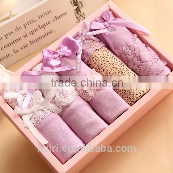 Gift Boxed Lace Ladies Underwear Cotton Blue Panties Lovely Girls Women Briefs 41 photo-3