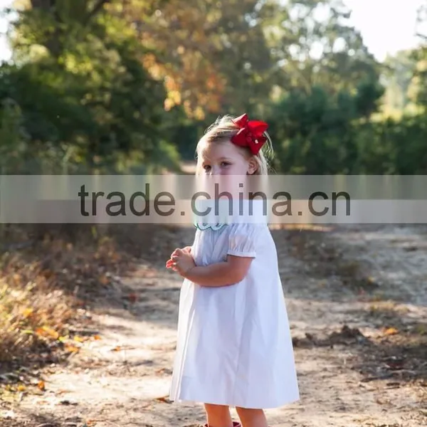 Girls Christmas High Yoke Float Dress With Slip Baby White Embroidery Holiday Dress photo-4